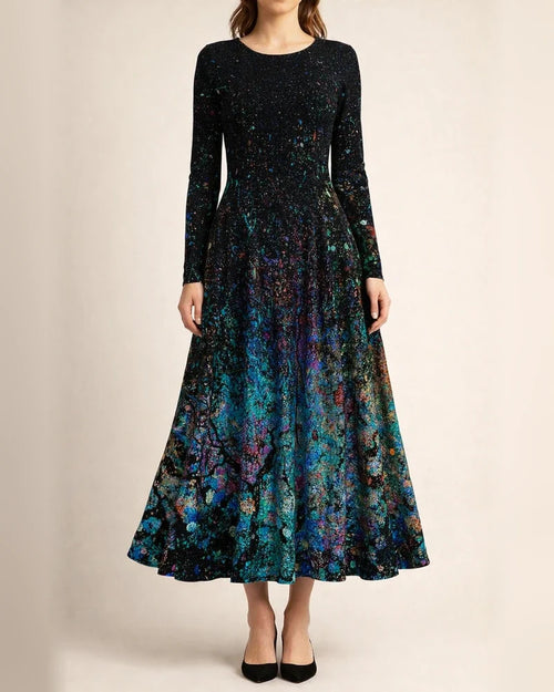 Women's New Fall and Winter Long-sleeved Bohemian Long Skirt Hem Printed Dresses | JRSEE:0fa19022-d402-4b73-bd36-6d036e0197d5