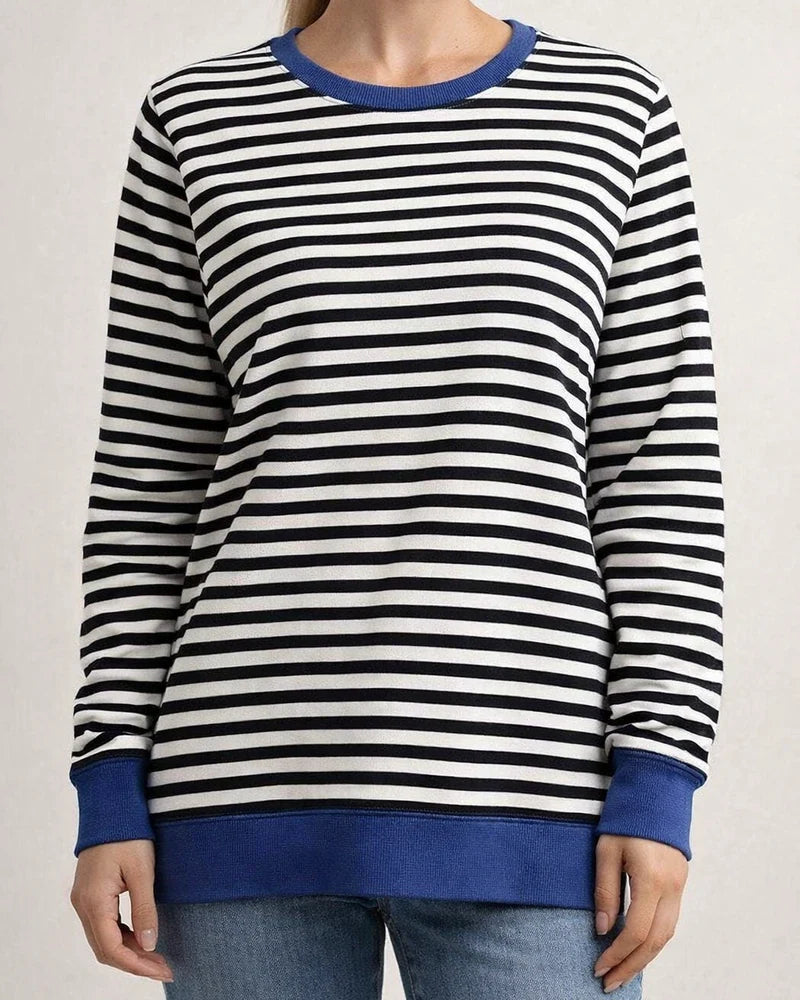Women's New Fall and Winter Round Neck Long-sleeved Loose Striped Blouse | JRSEE:ec49a8d1-af7d-4174-b38c-d0faa353a027