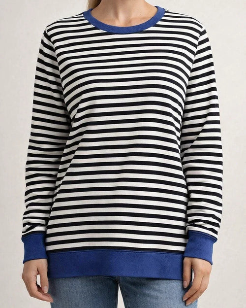 Women's New Fall and Winter Round Neck Long-sleeved Loose Striped Blouse | JRSEE:ec49a8d1-af7d-4174-b38c-d0faa353a027