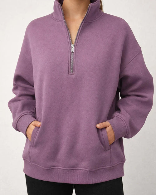 Women's New Fall Half-zip Sweatshirt Long-sleeved Stand-up Collar Solid Color Pullover Casual Wind Sweater | JRSEE:001df7da-e1c8-41ac-8255-41da305aeb48