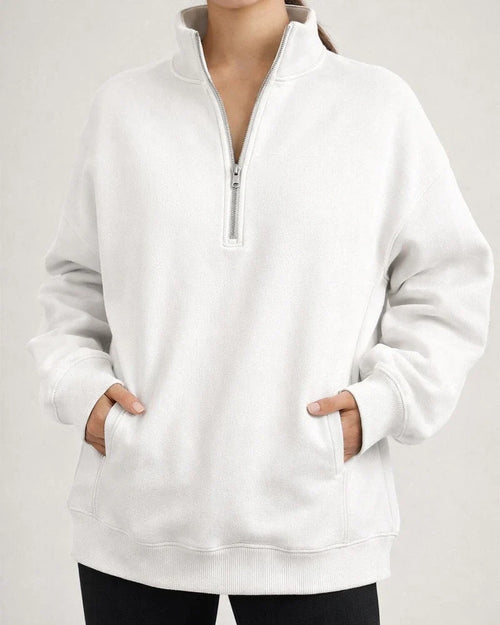 Women's New Fall Half-zip Sweatshirt Long-sleeved Stand-up Collar Solid Color Pullover Casual Wind Sweater | JRSEE:00d96096-704c-42a1-a356-617aed396e23