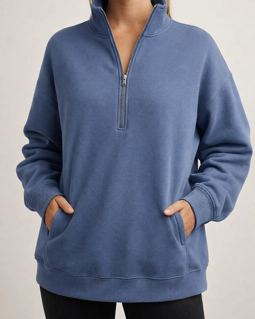 Women's New Fall Half-zip Sweatshirt Long-sleeved Stand-up Collar Solid Color Pullover Casual Wind Sweater | JRSEE:6df62bb8-6e2c-49c5-8580-ae790913fc91