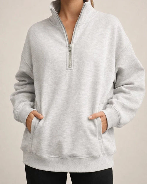 Women's New Fall Half-zip Sweatshirt Long-sleeved Stand-up Collar Solid Color Pullover Casual Wind Sweater | JRSEE:9c7124cd-4e07-475f-9a6e-ea577bc29b90
