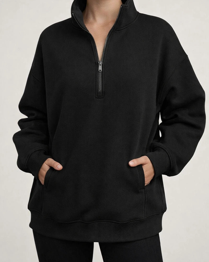 Women's New Fall Half-zip Sweatshirt Long-sleeved Stand-up Collar Solid Color Pullover Casual Wind Sweater | JRSEE:77df7ddd-19aa-4c61-831b-980b7bc861ef