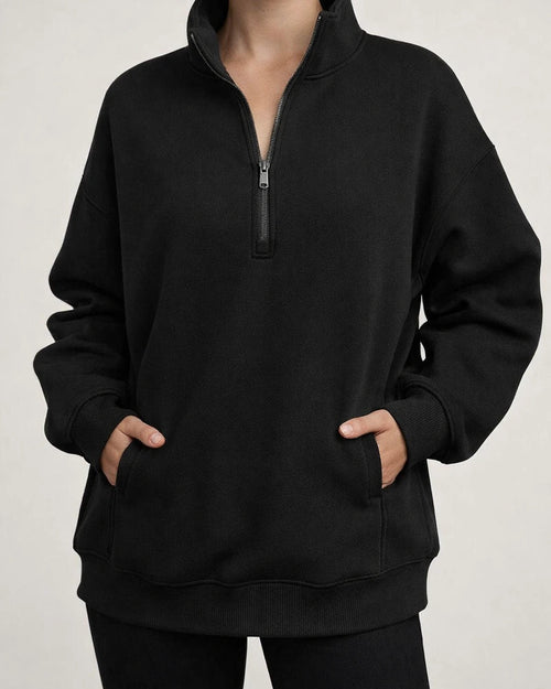 Women's New Fall Half-zip Sweatshirt Long-sleeved Stand-up Collar Solid Color Pullover Casual Wind Sweater | JRSEE:77df7ddd-19aa-4c61-831b-980b7bc861ef