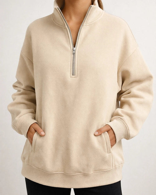Women's New Fall Half-zip Sweatshirt Long-sleeved Stand-up Collar Solid Color Pullover Casual Wind Sweater | JRSEE:90018abd-a582-44a3-9e0b-864aa2a36f8e