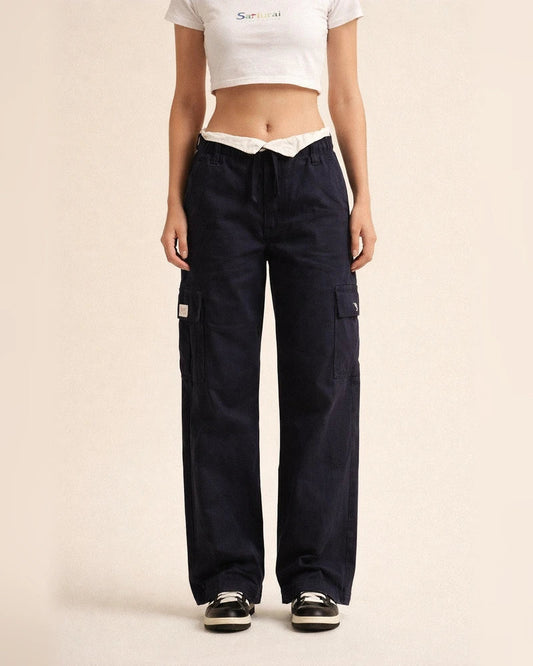 Women's New Fashion Trend Personality Street Hipster High-waisted Multi-pocket Solid Color Straight Wide Leg Slim Versatile Casual Pants Pants | JRSEE:87ba73b0-079a-47f6-bae3-0c9b99a5e3f1