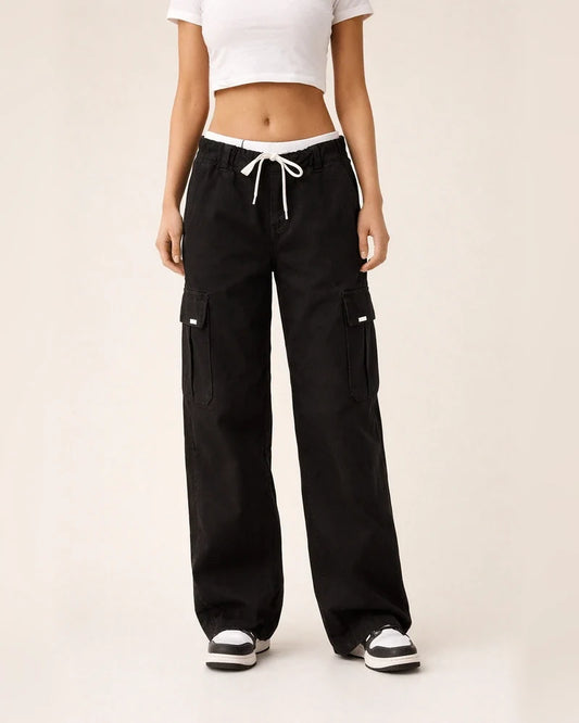 Women's New Fashion Trend Personality Street Hipster High-waisted Multi-pocket Solid Color Straight Wide Leg Slim Versatile Casual Pants Pants | JRSEE:398094ba-ca57-4921-8b8e-c31d0efa0898