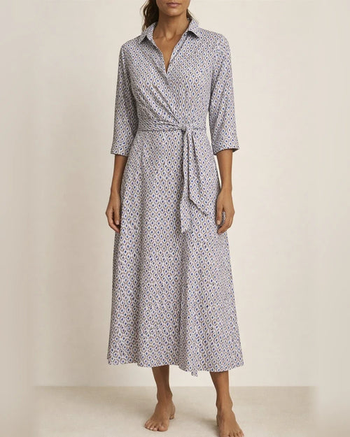 Women's New Five-quarter Sleeve Striped Cardigan Lapel Shirt Dresses | JRSEE:2907988e-f893-49d3-aefd-3897e0f241e6