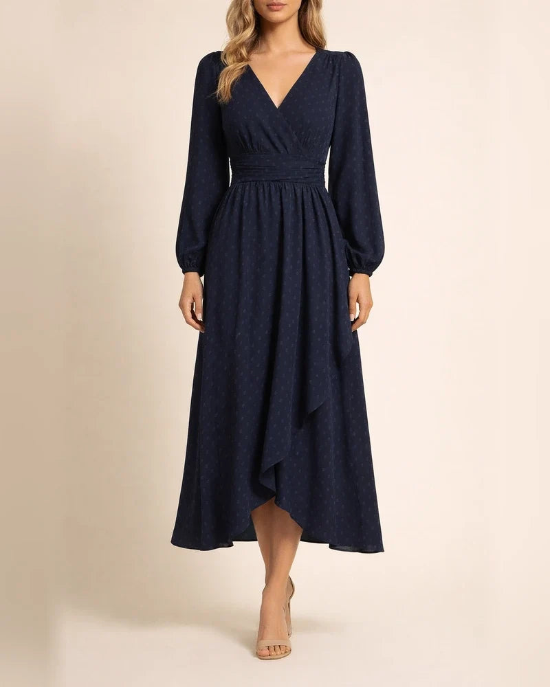 Women's New in The Wool Ball Slant Collar Lantern Sleeve Pleated Decoration Dress | JRSEE:f4522e9d-3528-4436-9751-6cb154738c98