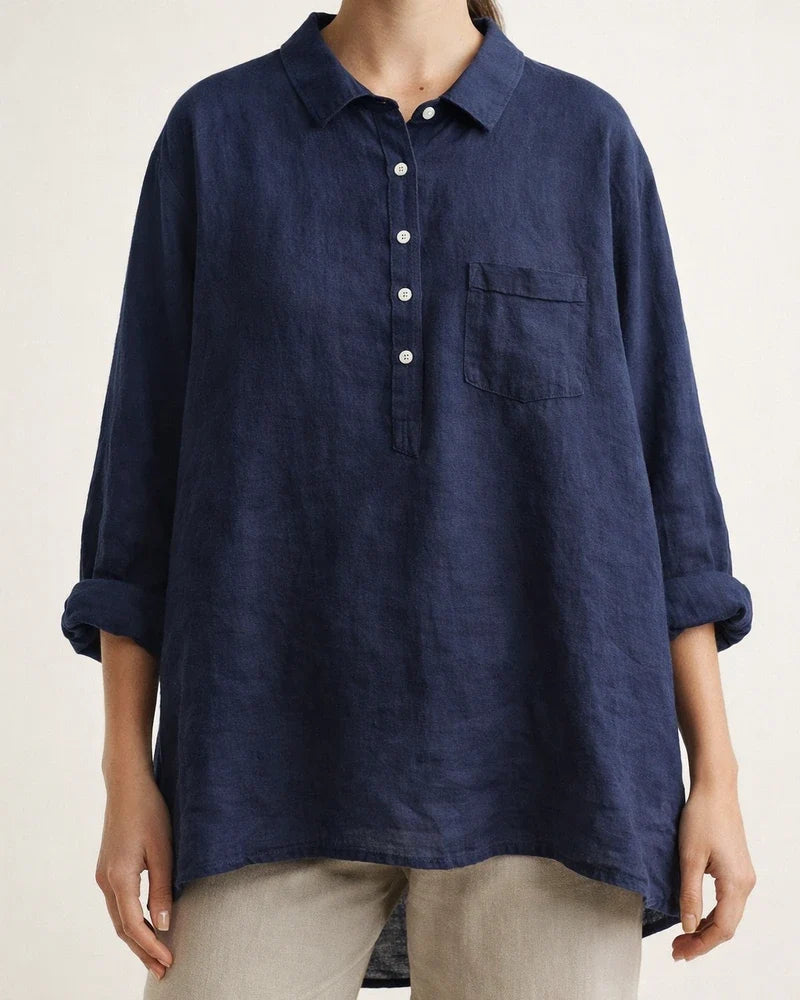Women's New Long-sleeved Chinese Style Bamboo Hemp Printing Fashionable Versatile Lapel Solid Color Shirt | JRSEE:3e86c304-2f58-41d7-8e5f-4288463ae559