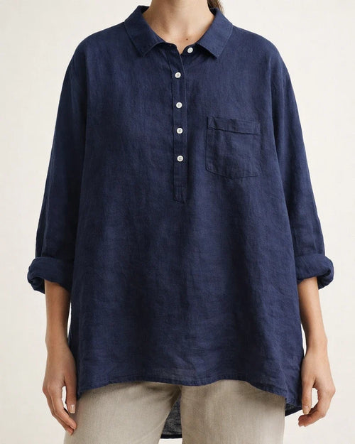 Women's New Long-sleeved Chinese Style Bamboo Hemp Printing Fashionable Versatile Lapel Solid Color Shirt | JRSEE:3e86c304-2f58-41d7-8e5f-4288463ae559