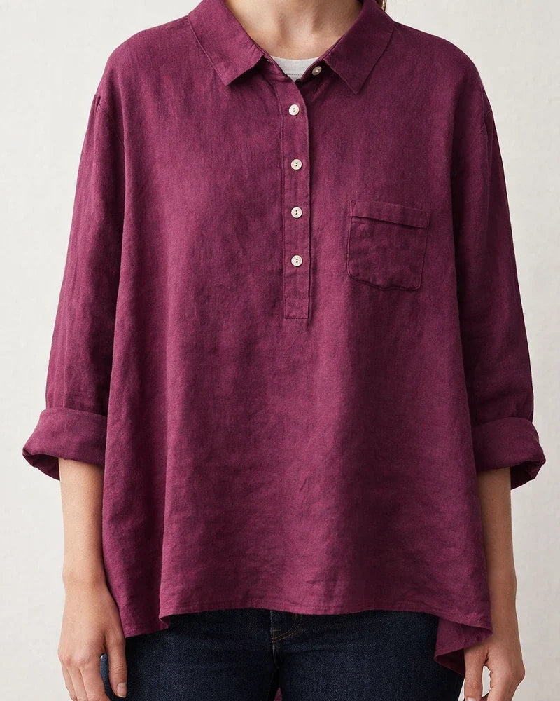 Women's New Long-sleeved Chinese Style Bamboo Hemp Printing Fashionable Versatile Lapel Solid Color Shirt | JRSEE:ed36eec4-c883-47ea-85b1-bdd81ba291f7