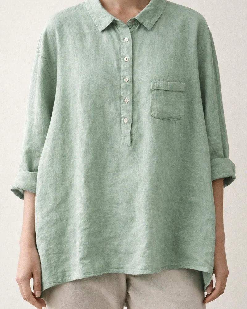 Women's New Long-sleeved Chinese Style Bamboo Hemp Printing Fashionable Versatile Lapel Solid Color Shirt | JRSEE:8ab3aa58-e6cd-47f7-9572-6332114c4426