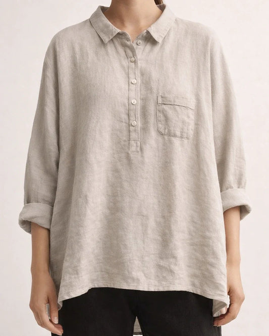 Women's New Long-sleeved Chinese Style Bamboo Hemp Printing Fashionable Versatile Lapel Solid Color Shirt | JRSEE:bf94f7a0-b1f1-4b09-bb47-ebbbc1d458c4
