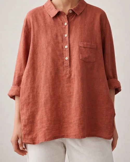 Women's New Long-sleeved Chinese Style Bamboo Hemp Printing Fashionable Versatile Lapel Solid Color Shirt | JRSEE:5a292635-9df4-44fe-9103-c688023c5afc