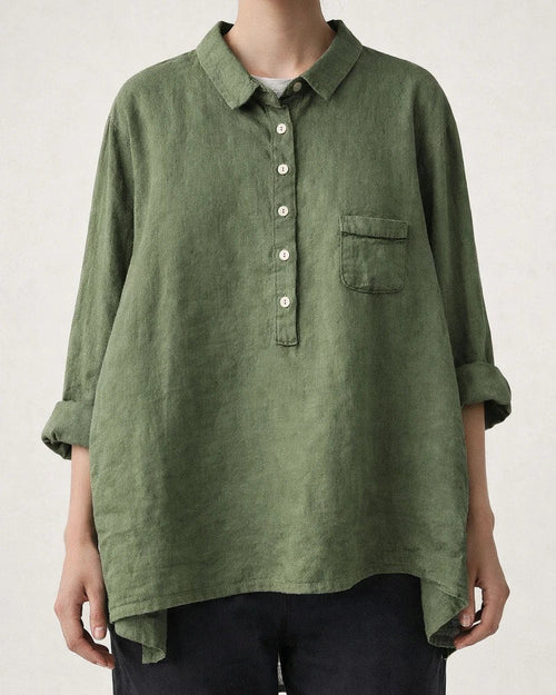 Women's New Long-sleeved Chinese Style Bamboo Hemp Printing Fashionable Versatile Lapel Solid Color Shirt | JRSEE:6fa8c298-8529-4582-90cb-332a65e223aa