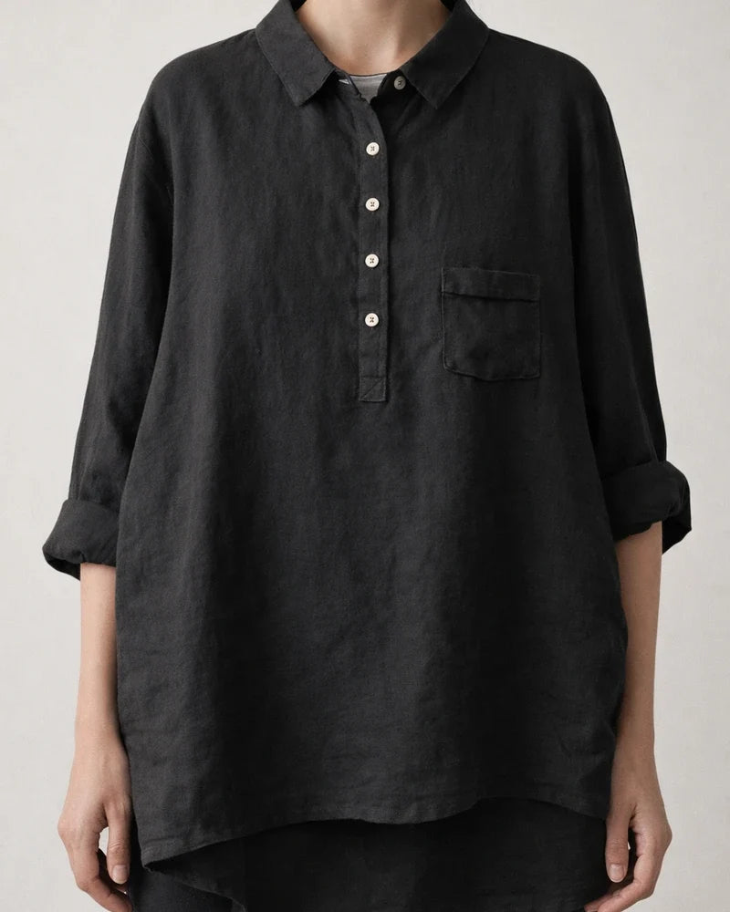 Women's New Long-sleeved Chinese Style Bamboo Hemp Printing Fashionable Versatile Lapel Solid Color Shirt | JRSEE:3a826167-1cce-4d6b-b7e2-556cd5815bb5