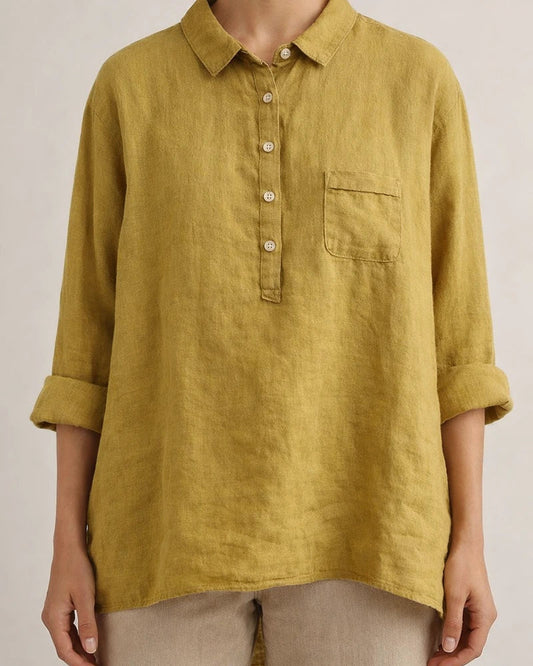 Women's New Long-sleeved Chinese Style Bamboo Hemp Printing Fashionable Versatile Lapel Solid Color Shirt | JRSEE:97efaa53-864f-488a-b856-544579aefc87