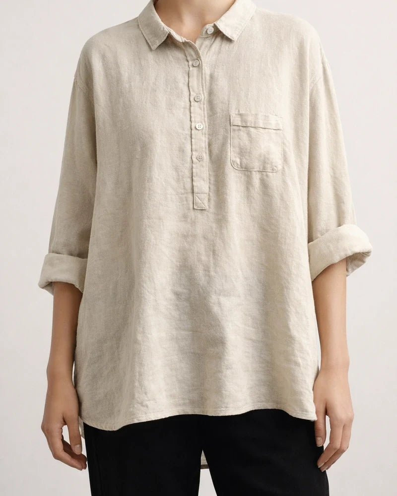 Women's New Long-sleeved Chinese Style Bamboo Hemp Printing Fashionable Versatile Lapel Solid Color Shirt | JRSEE:ea030549-6d9b-4475-9ffd-259e45b6c632