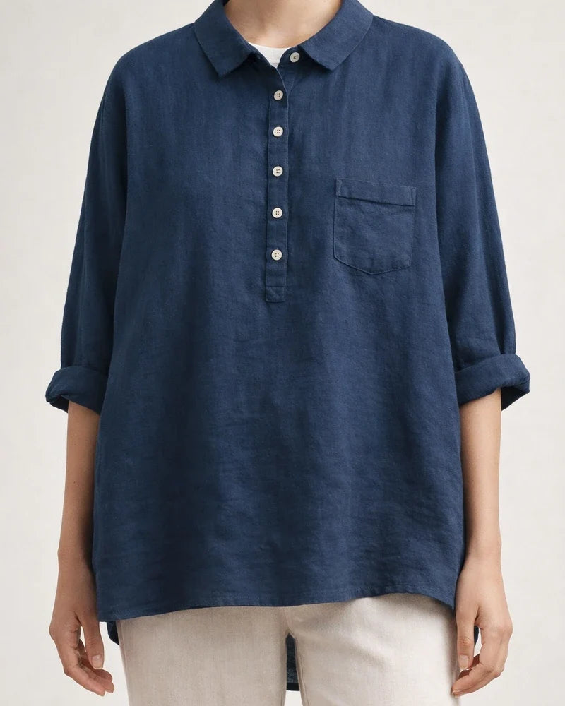 Women's New Long-sleeved Chinese Style Bamboo Hemp Printing Fashionable Versatile Lapel Solid Color Shirt | JRSEE:114f09a6-f62a-458b-a380-88cd51849b7d