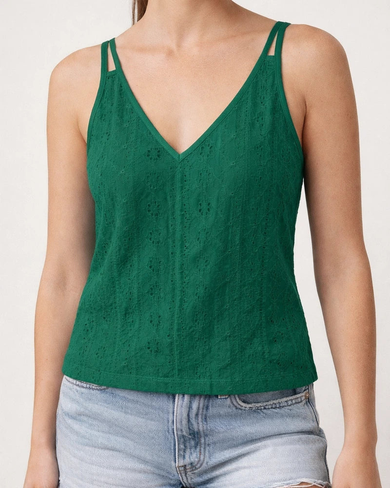Women's New Solid Color Jacquard V-neck Camisole Tops in Summer | JRSEE:fc206fc4-2e69-4c44-8401-61bfd7ef40d2