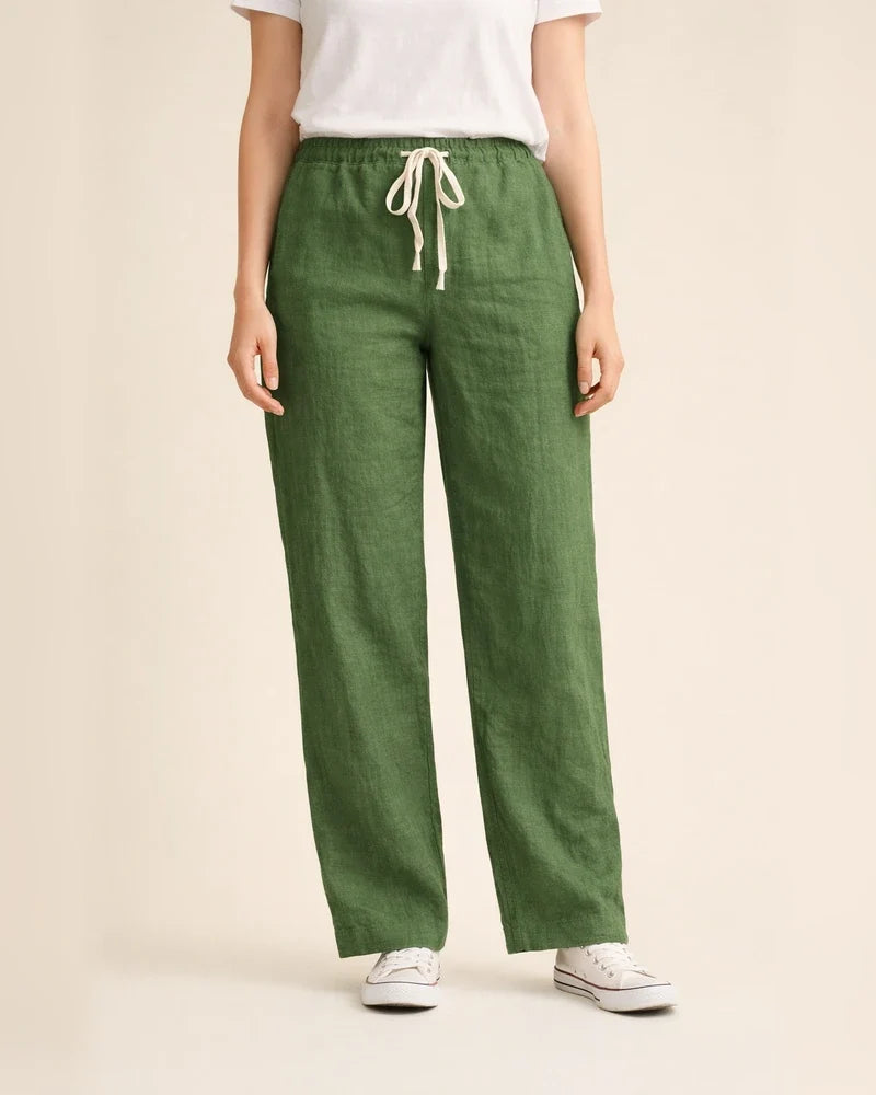 Women's New Solid-color Loose Casual Drawstring Elastic Waist Cotton Nine Pants | JRSEE:b5fc390e-c372-4806-b694-d4952d9f2ce2