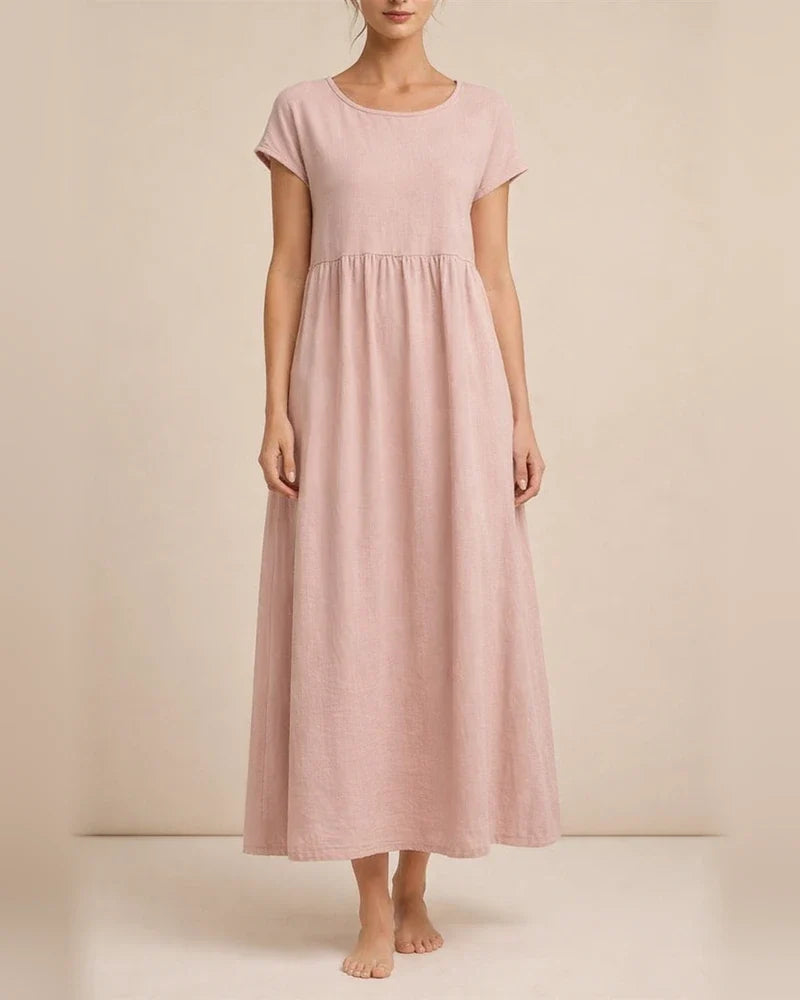 Women's New Solid Color Sleeveless Loose Dress Cotton Linen Round Neck Dresses | JRSEE:c675e74c-1d34-4a48-996b-34d15096f1a5