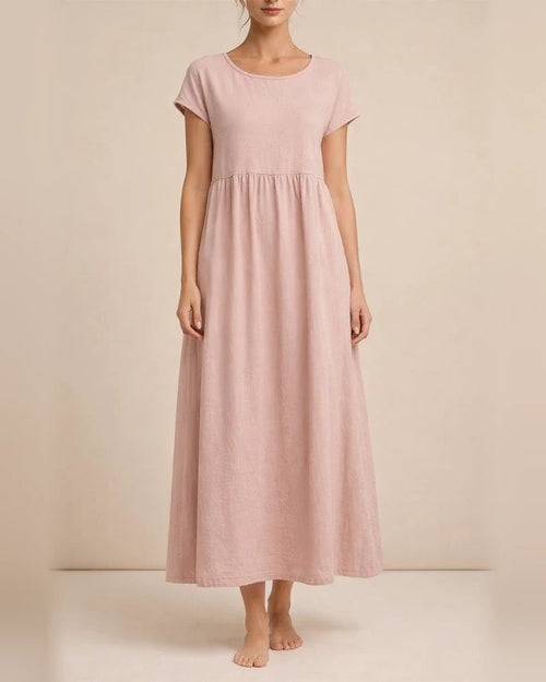 Women's New Solid Color Sleeveless Loose Dress Cotton Linen Round Neck Dresses | JRSEE:c675e74c-1d34-4a48-996b-34d15096f1a5