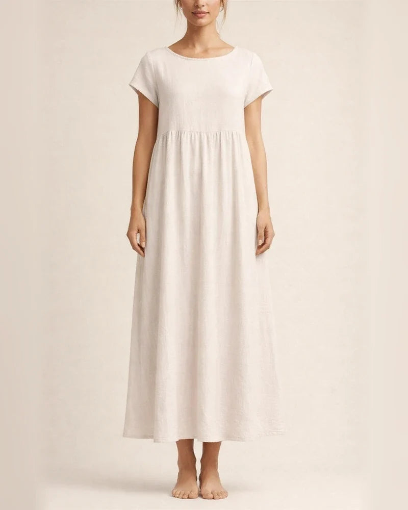Women's New Solid Color Sleeveless Loose Dress Cotton Linen Round Neck Dresses | JRSEE:bcbda199-b231-43f5-bbc7-4d651e969095