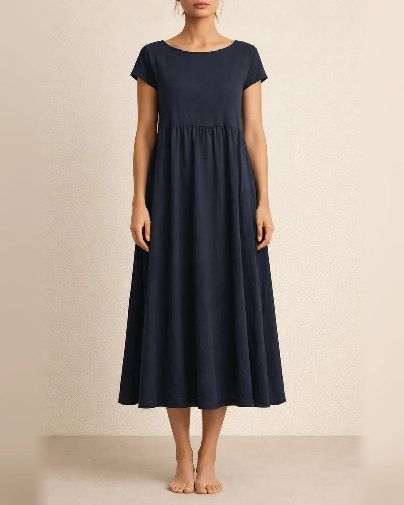 Women's New Solid Color Sleeveless Loose Dress Cotton Linen Round Neck Dresses | JRSEE:3e6f2b8f-22d4-4f10-a173-9ebe79cf479e