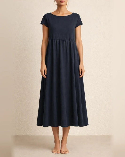 Women's New Solid Color Sleeveless Loose Dress Cotton Linen Round Neck Dresses | JRSEE:3e6f2b8f-22d4-4f10-a173-9ebe79cf479e
