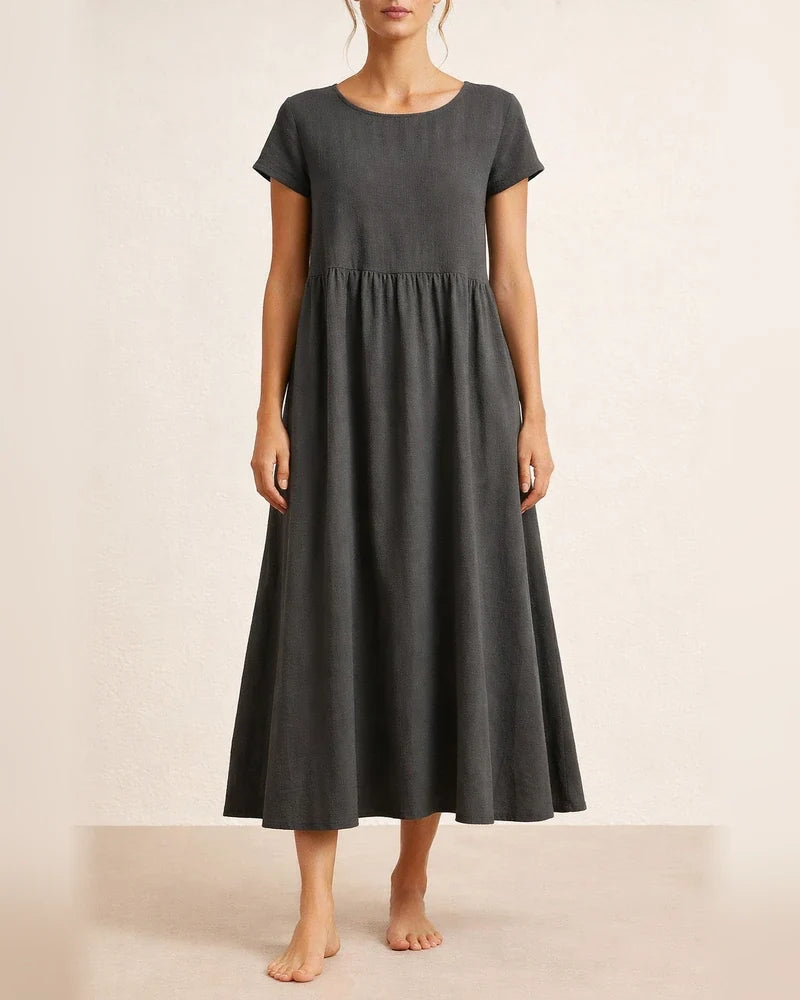 Women's New Solid Color Sleeveless Loose Dress Cotton Linen Round Neck Dresses | JRSEE:4073830c-f9b8-4112-b8a9-80999d9a230b