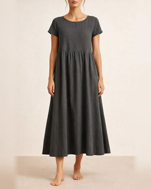 Women's New Solid Color Sleeveless Loose Dress Cotton Linen Round Neck Dresses | JRSEE:4073830c-f9b8-4112-b8a9-80999d9a230b