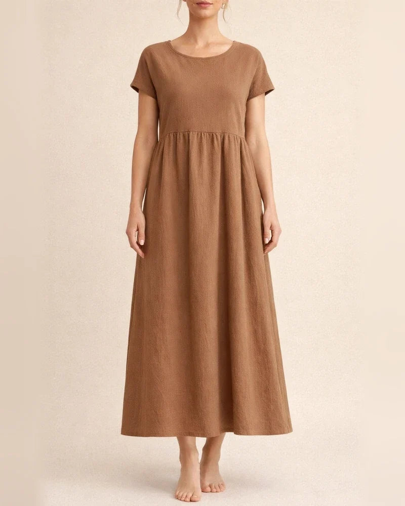 Women's New Solid Color Sleeveless Loose Dress Cotton Linen Round Neck Dresses | JRSEE:a4a1a186-55a1-43cf-8dd6-5740c1d89999