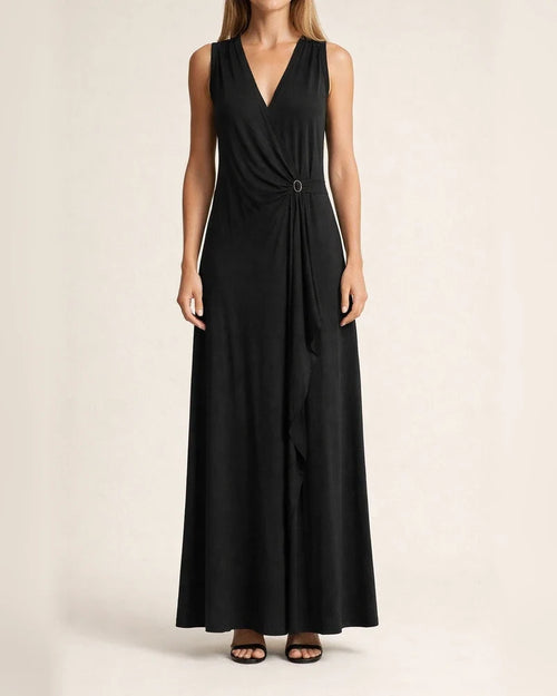 Women's New Solid Color V-neck Vest Solid Color Long Dress | JRSEE:38287e00-af4e-4aac-94f3-cfb3464df124