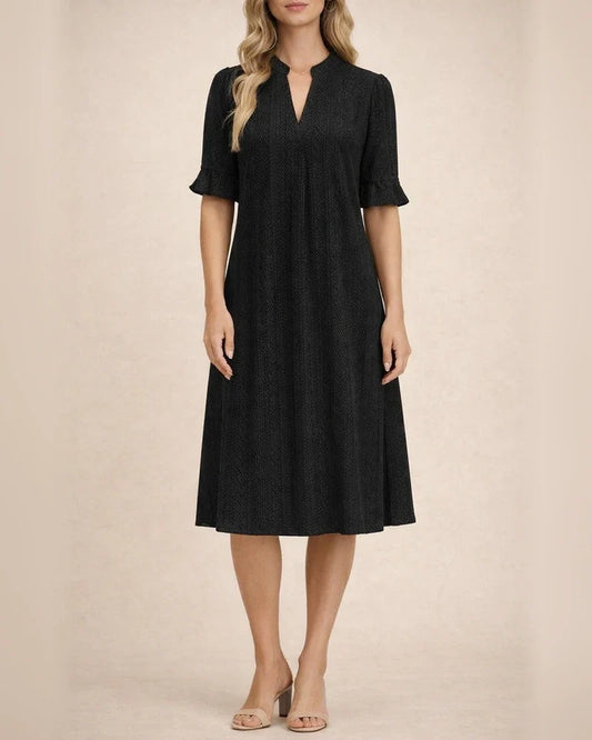 Women's New Spring/Summer Solid-Color Jacquard Three-Quarter Sleeve V-Neck Loose-Fit Dress | JRSEE:7c94cc8e-cb25-429c-86cf-b268ad2c80a7 | JRSEE:391c2ce8-80f4-4ac3-a265-20697fd27e12