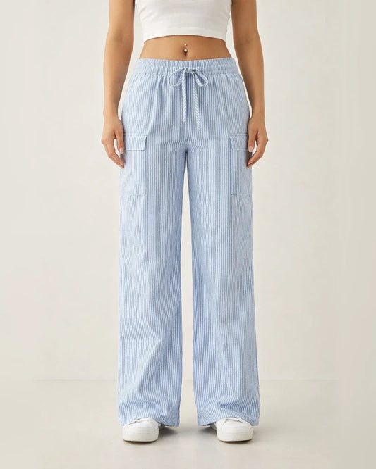 Women's New Striped Pants Casual Versatile Fashion Loose Wide-legged | JRSEE:07e31ff1-8f57-4363-b978-1eaa180faac5