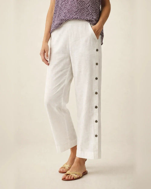 Women's New Style Cotton-Linen Breathable Cropped Pants with Side Button Fastening, Relaxed Fit Casual Pants | JRSEE:62b4a945-3b23-436b-ad97-d2caa97681ab