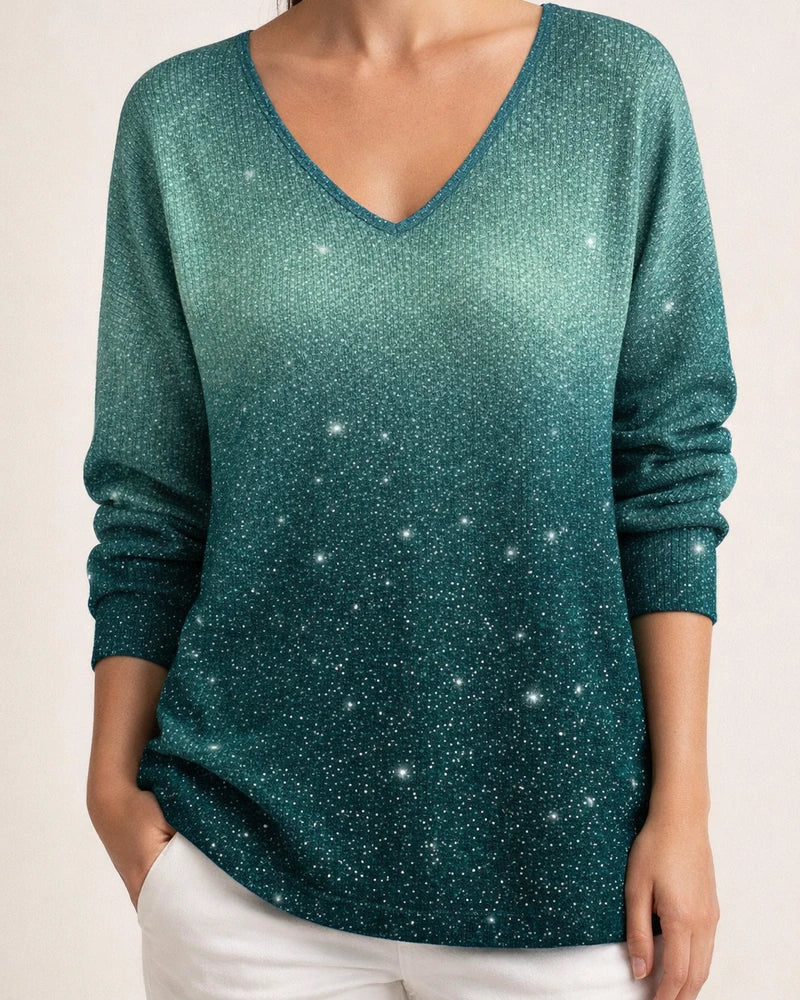 Women's New Style Drop-Shoulder V-Neck Long-Sleeve 3D Printed T-Shirt Top 3 | JRSEE:b1eba596-7926-4d9d-ac0b-9e5efff18f52