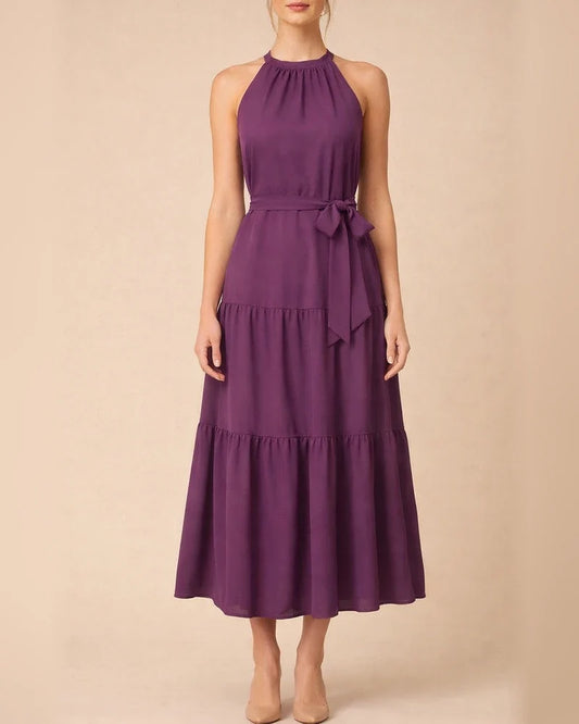 Women's New Summer Fashion Neck Tie Solid Color Dresses Long Dresses | JRSEE:f0eca776-3647-4646-b73f-6d2bc0339b42