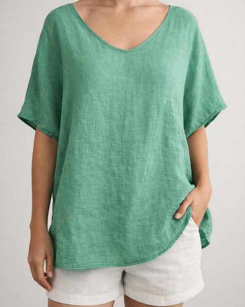 Women's New Summer Solid Color Loose-fitting Short-sleeve Casual Cotton-linen Blend T-shirt | JRSEE:0511eb58-fe85-4fbb-ae3f-fa9f1503334a