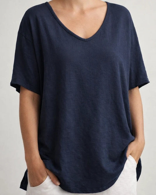 Women's New Summer Solid Color Loose-fitting Short-sleeve Casual Cotton-linen Blend T-shirt | JRSEE:47c6fe01-2589-4d7a-908a-ff919ad013a5
