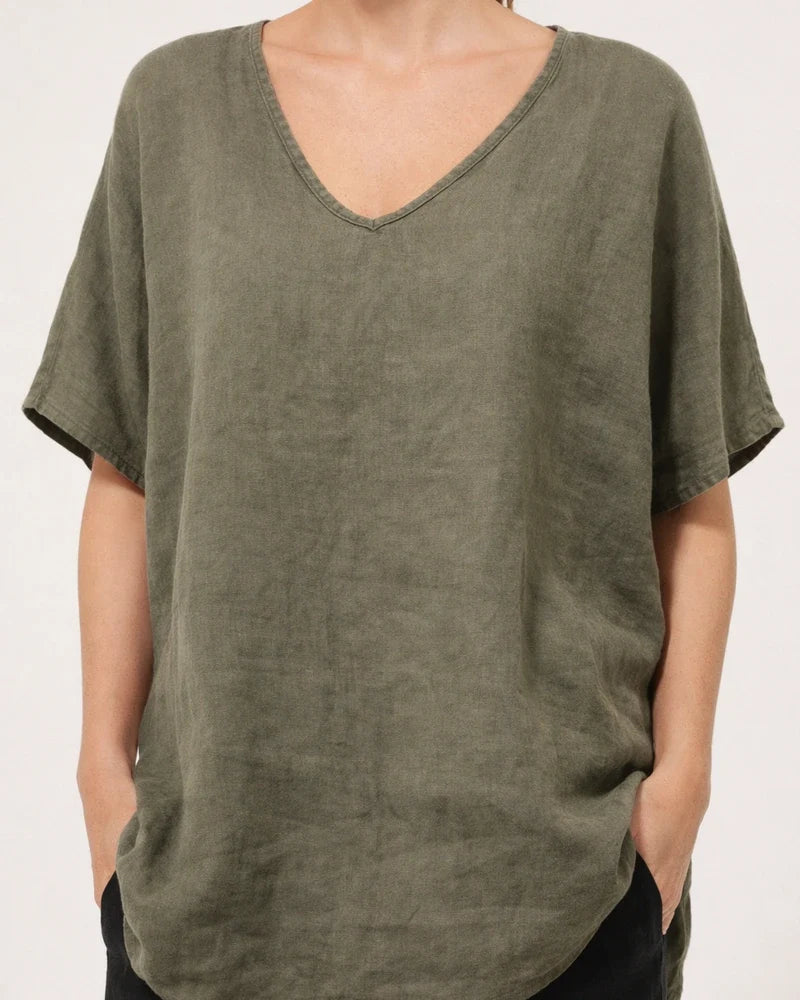 Women's New Summer Solid Color Loose-fitting Short-sleeve Casual Cotton-linen Blend T-shirt | JRSEE:6e26398d-56d5-4dad-b0c5-8f5643aca298