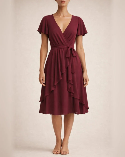 Women's New Summer V-neck Short-sleeve Tie-front Casual Dress | JRSEE:45c1f2ce-efaa-4565-a81f-ebc387697846 | JRSEE:825f2d7b-4360-4e10-a87e-a5ffc5f41fa1