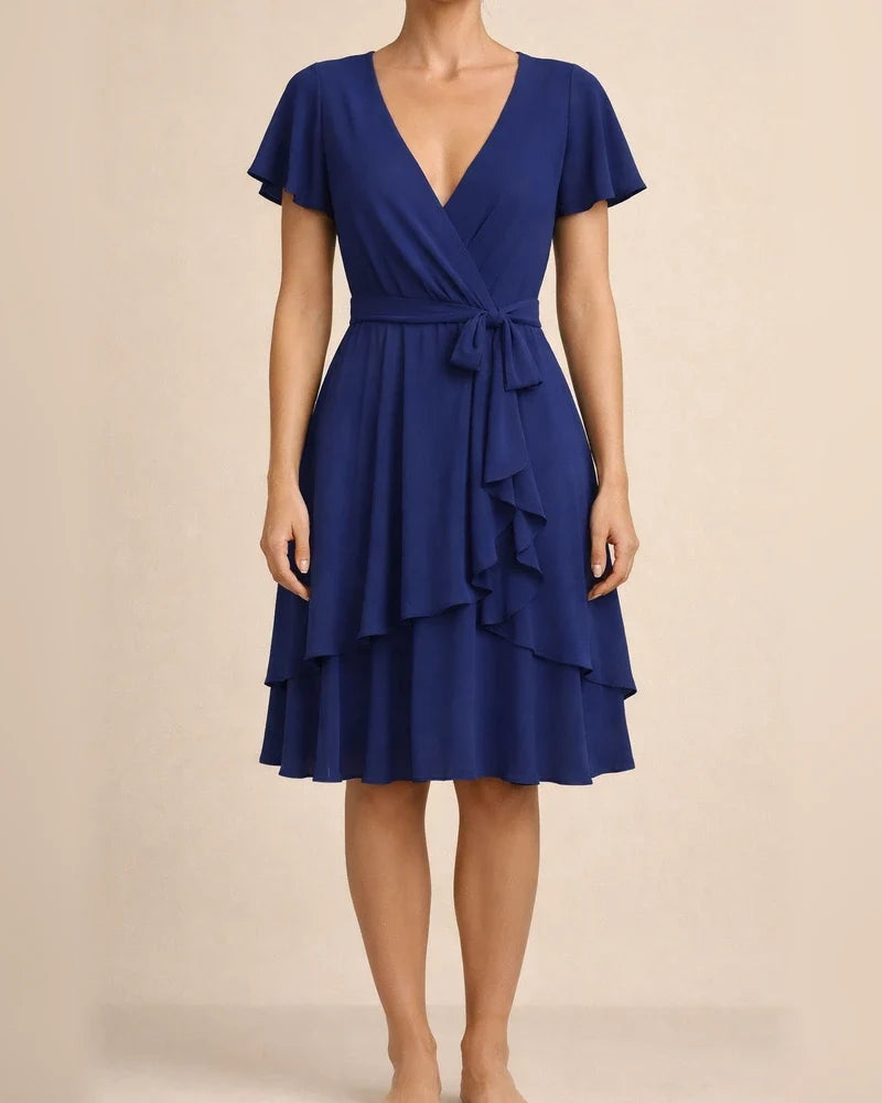 Women's New Summer V-neck Short-sleeve Tie-front Casual Dress | JRSEE:9bc9220c-3ea7-40e5-abaa-3fefa9326512 | JRSEE:7c81dbb6-3753-4126-96eb-0ba6ab66a3ca
