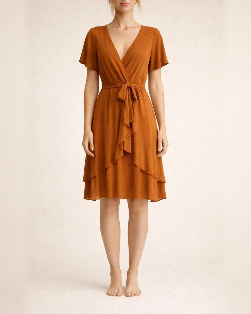 Women's New Summer V-neck Short-sleeve Tie-front Casual Dress | JRSEE:590c5c35-0c4a-43c6-9a46-24cb3daa7a76 | JRSEE:bf9e8884-3fcb-4d86-804c-c288cebbb41f