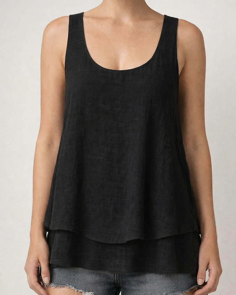 Women's New Tank Top Bust Halter Sleeveless Double Layer Cake Pendulum Tail T-shirt Tops | JRSEE:33f7f706-6168-4e67-9056-958fadb704d8