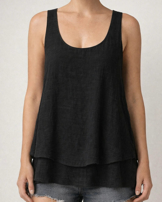 Women's New Tank Top Bust Halter Sleeveless Double Layer Cake Pendulum Tail T-shirt Tops | JRSEE:33f7f706-6168-4e67-9056-958fadb704d8