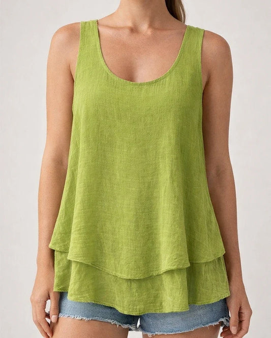 Women's New Tank Top Bust Halter Sleeveless Double Layer Cake Pendulum Tail T-shirt Tops | JRSEE:dfb6ed9c-0f29-4075-98b5-9e243b45181d